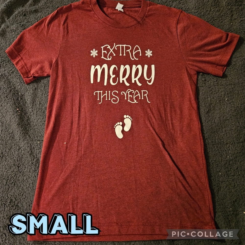 Extra Merry This Year Baby Pregnancy Announcement Holiday Maternity Size Small